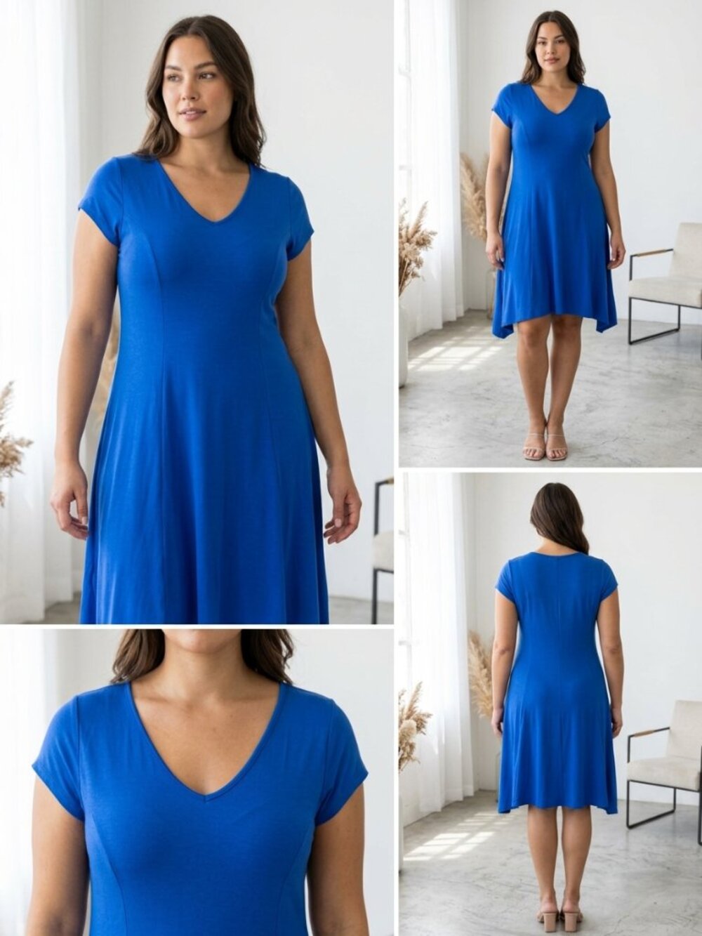 Pretty Woman Royal Blue V-Neck Swing Dress Size Large
